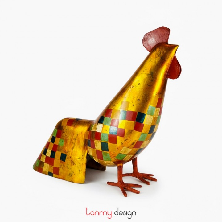 Gà trống sơn mài vàng